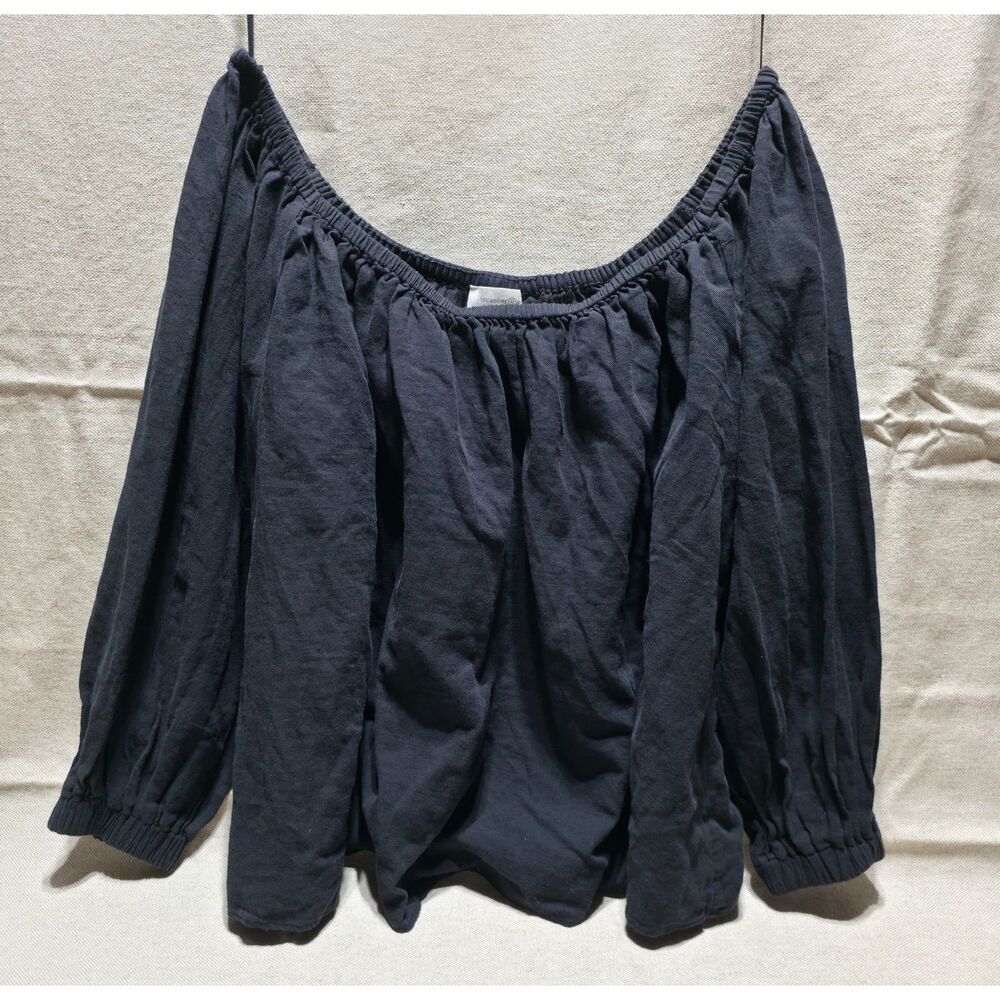 NWWT Treasure & Bond 100% Cotton Black Off-Shoulder Peasant Blouse Size M